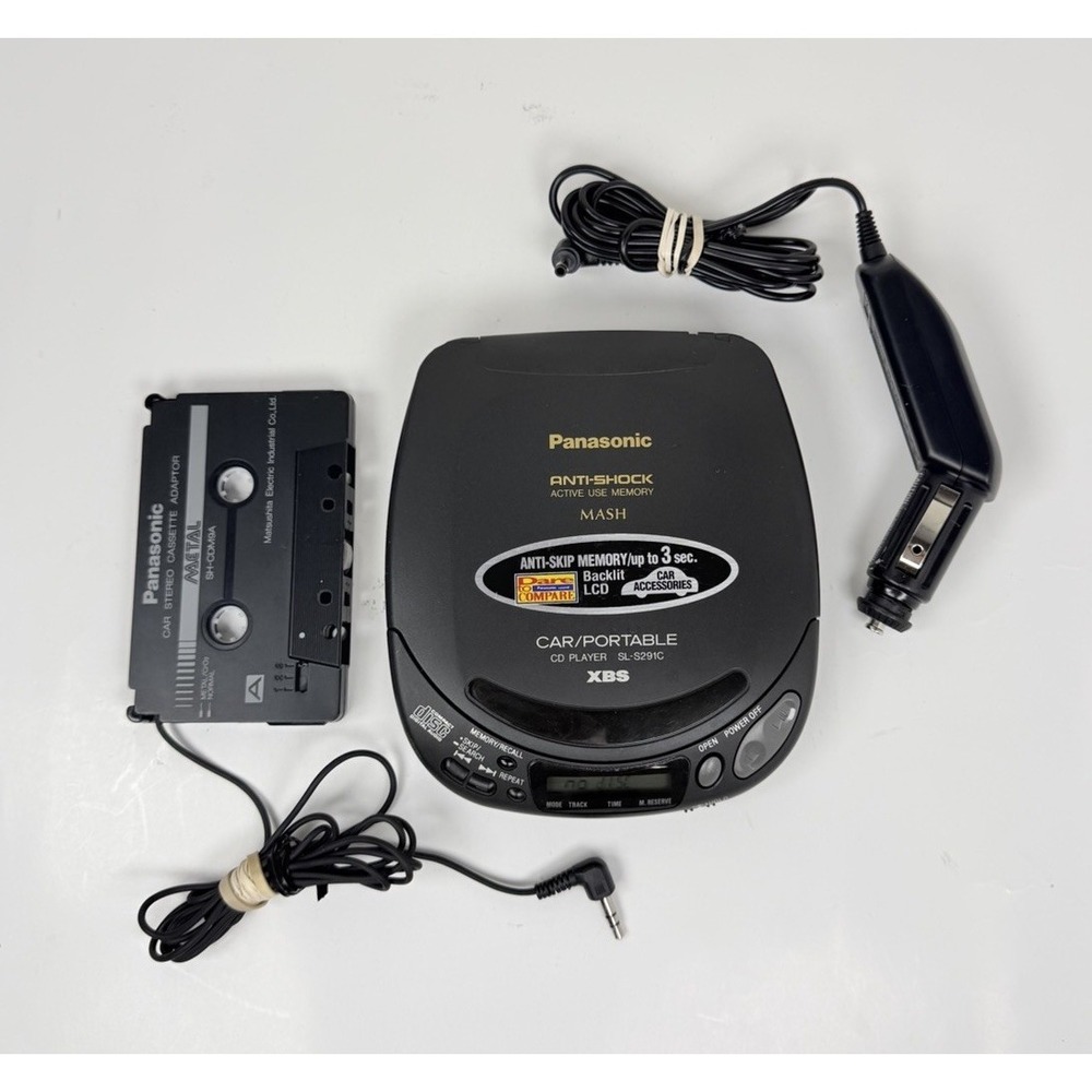 Vintage 1995 Panasonic SL-S291C Portable CD Player Anti-Shock Car Kit